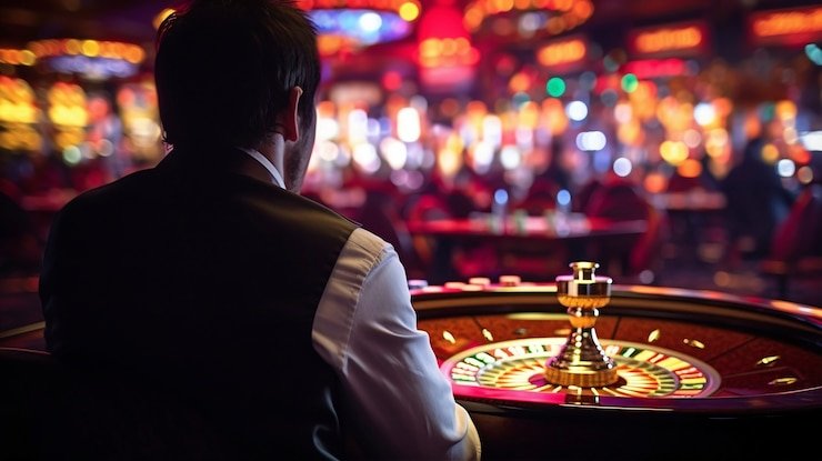 Spinning wheel with ball in mid-flight during live game